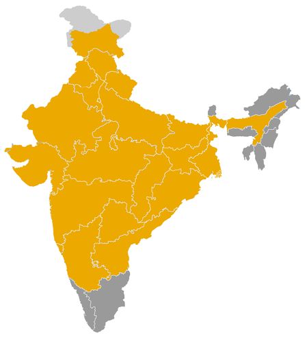 India • |1526/1858| • Mughal-dynastie: kaart